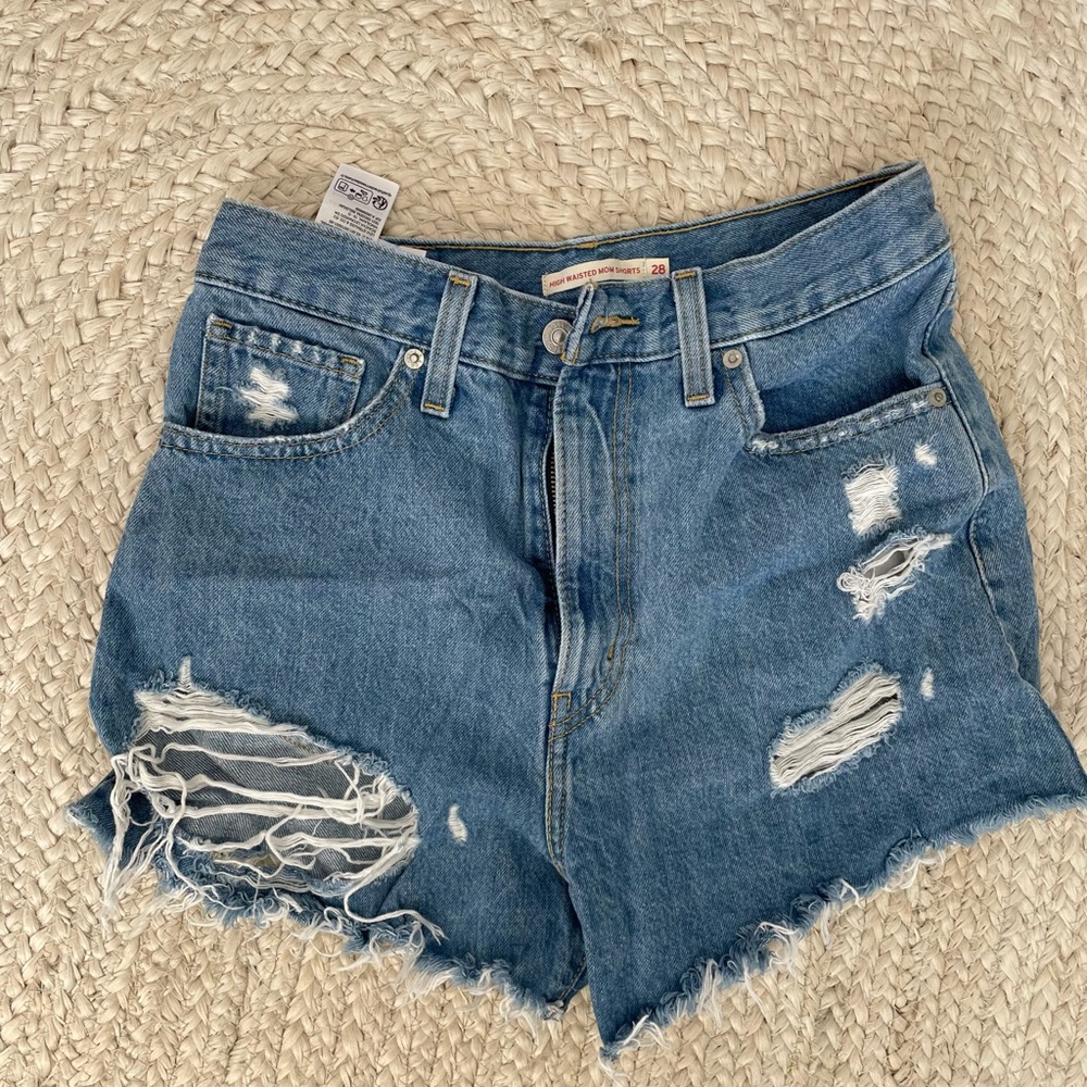 Levi's Classic Blue Ripped Jean Shorts